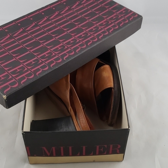 Vintage Leather Sandals Block Heel I.Miller Brown Small Platform In Box Good - Picture 11 of 12